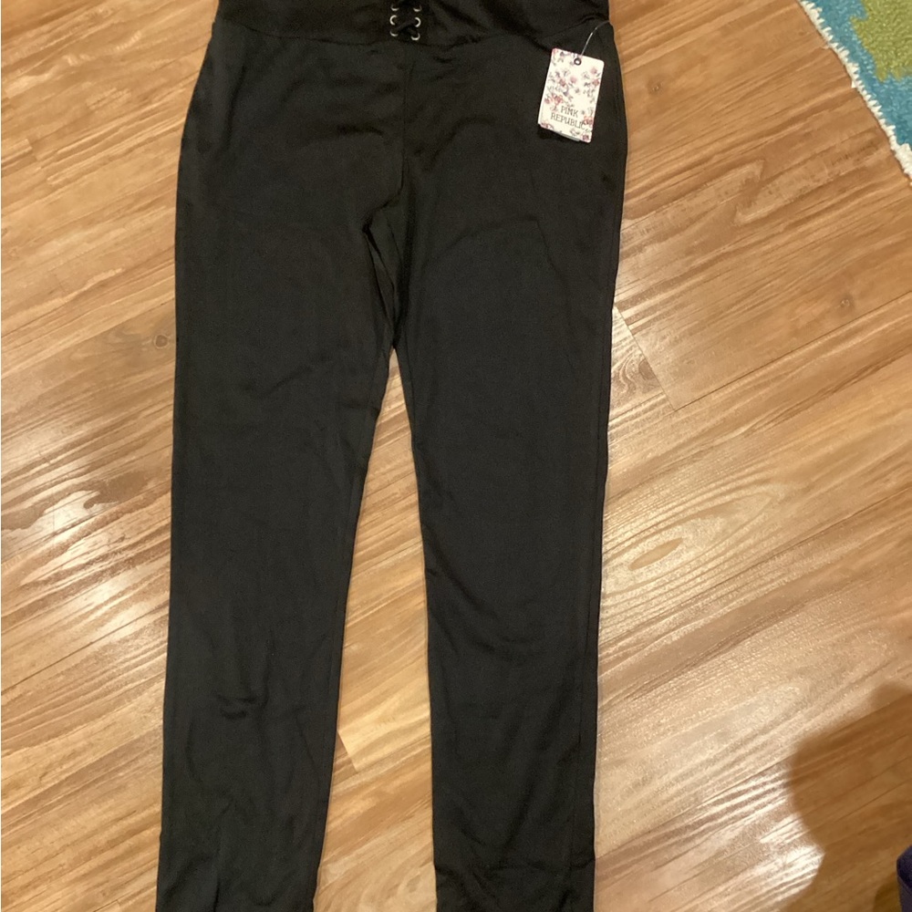 Pink Republic Lace Leggings Black Size L by Kohls NWT